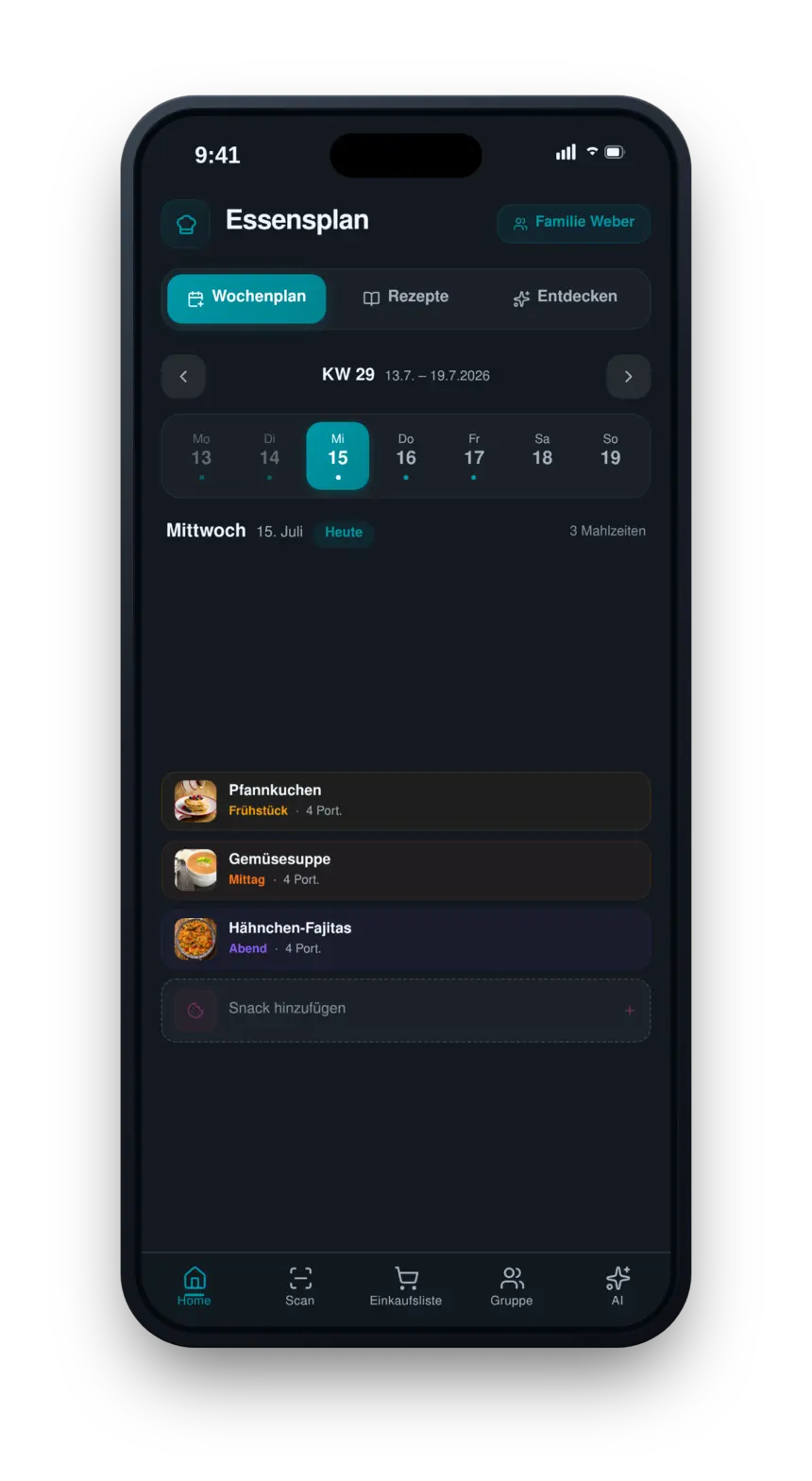 Bonbar App — Essensplan